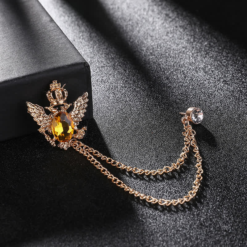 Men's Eagle King Crown Chain Brooch