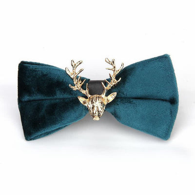 Men's Reindeer Head Velvet Bow Tie