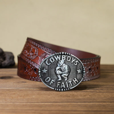 Men's DIY Cowboys Of Faith Buckle Leather Belt