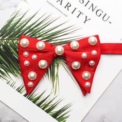 Pearls Bright Oversized Pointed Bow Tie