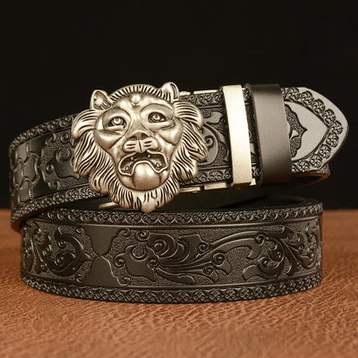 Men's 3D Sculpture Lion Head Leather Belt