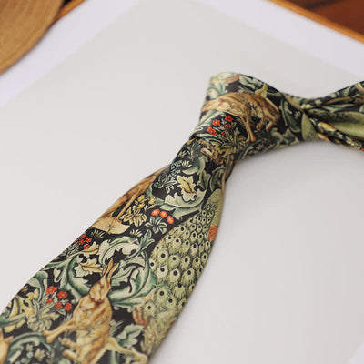 Men's Vintage Forest Animal Floral Necktie