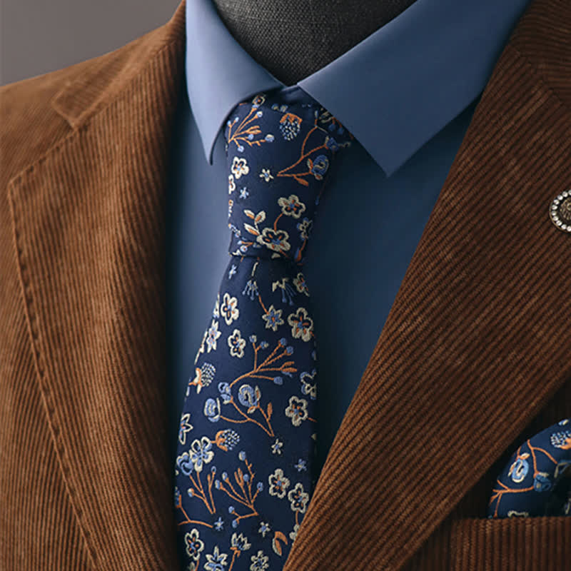 Men's Mysterious Navy & White Floral Necktie