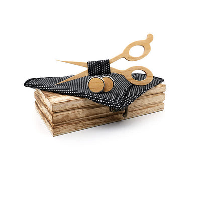 3Pcs Men's Scissors Wooden Bow Tie Set