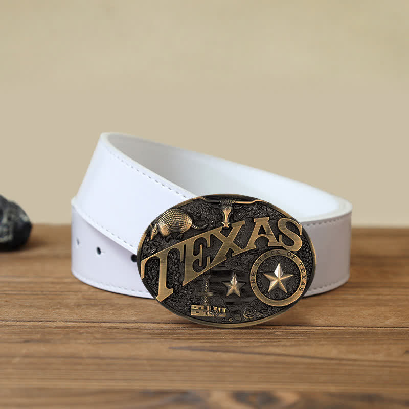 Men's DIY Texas State Heritage Attitude Buckle Leather Belt