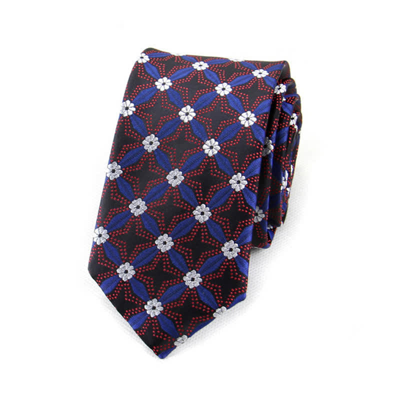 Men's Flower Embroidered Geometric Necktie