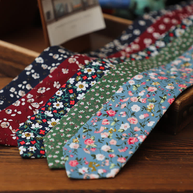 Men's Romantic Floral Skinny Necktie