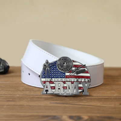 Men's DIY Military US Army Buckle Leather Belt