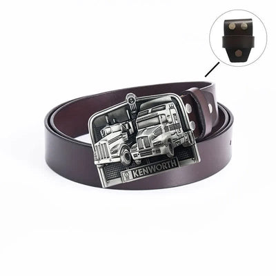 Men's Punk Truck Driver Enamel Buckle Leather Belt