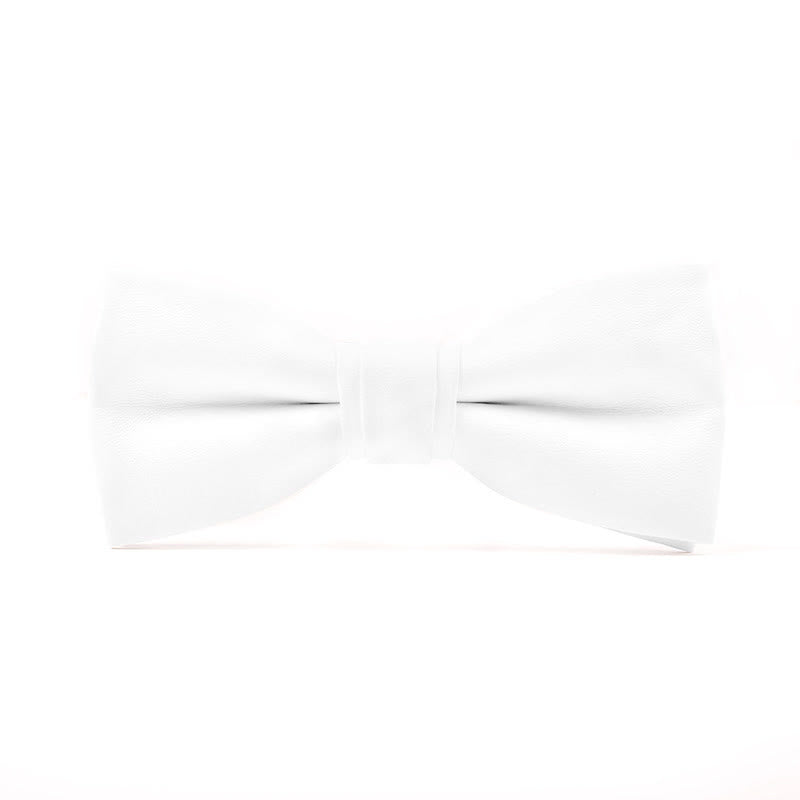 Men's Solid Color Leather Bow Tie