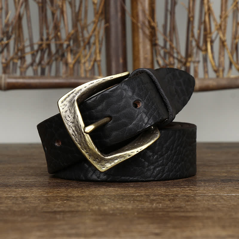 Men's Retro Yak Skin Pattern Leather Belt