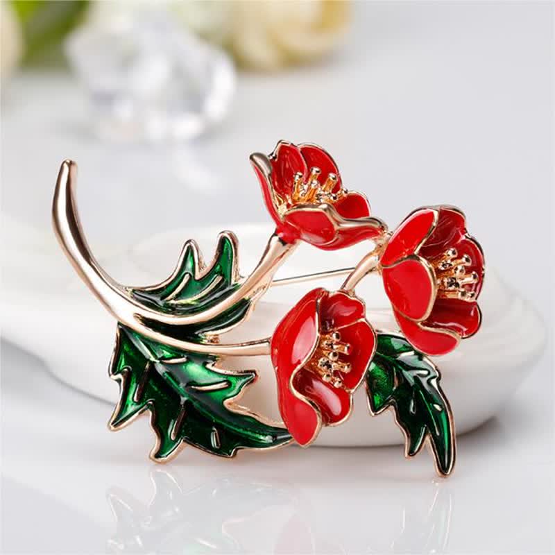 Unisex A Bunch Of Flower Poppy Brooch