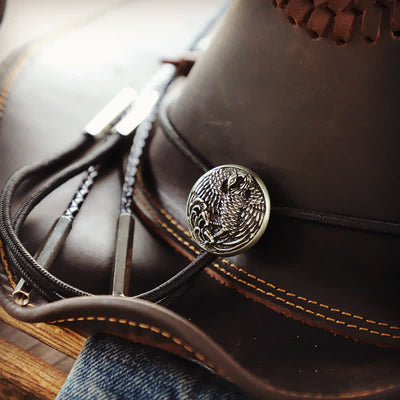 Carving Eagle Pattern Round Pendant Bolo Tie