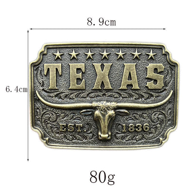 Men's DIY Cowboy Texas Buckle Leather Belt