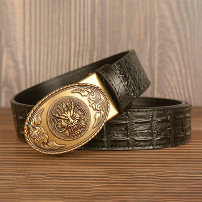 Men's Dragon Head Crocodile Pattern Leather Belt