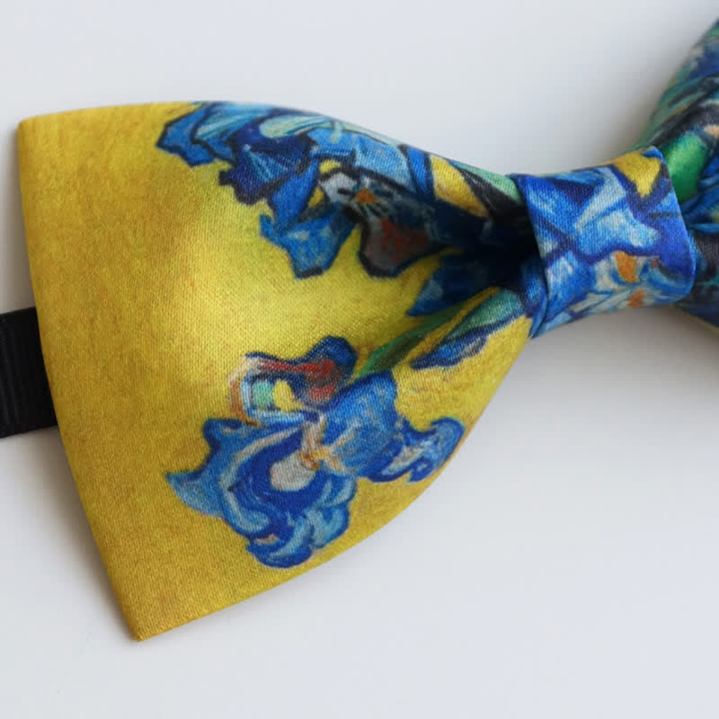 Men's Creative Oil Printing Yellow Iris Bow Tie