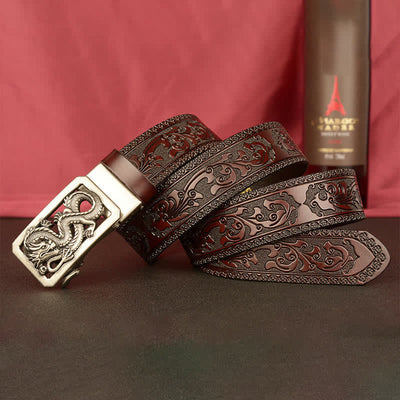 Men's Coiling Dragon Embossing Leather Belt