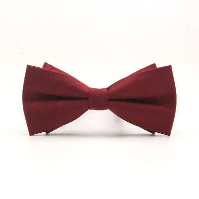 Men's Double-layer Plain Striped Bow Tie