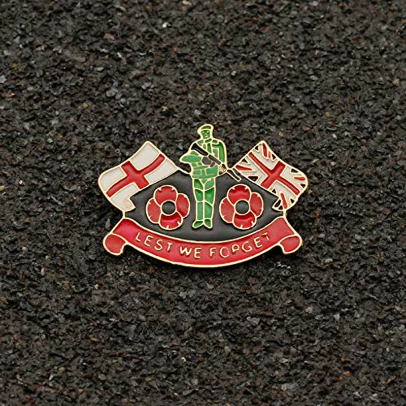 Unisex Lest We Forget Soldier Poppy Brooch