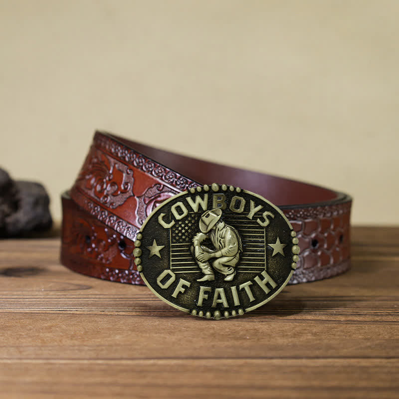 Men's DIY Cowboys Of Faith Buckle Leather Belt