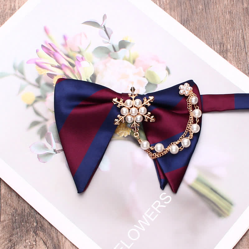 Men's Pearl Striped Oversized Pointed Bow Tie