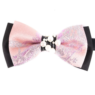 Men's Luxury Gold Tone Floral Beads Bow Tie