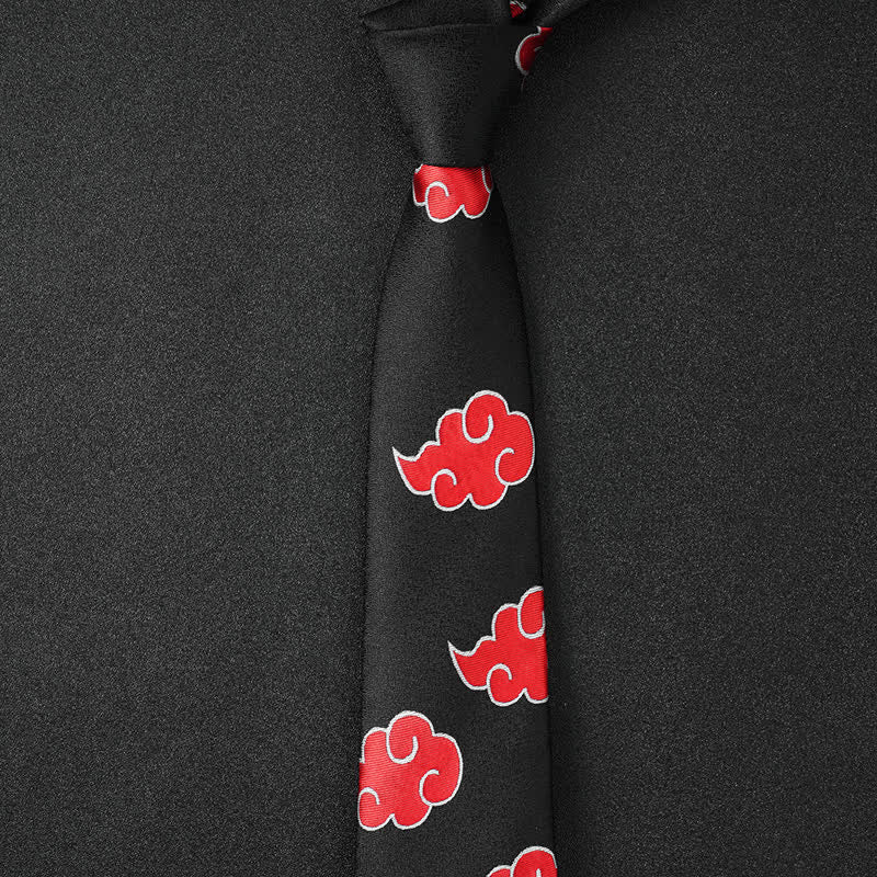 Men's Akatsuki Red Clouds Cosplay Anime Necktie