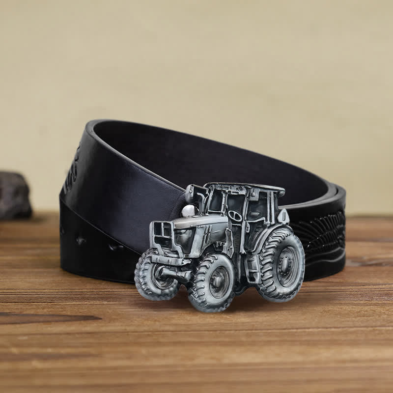 Men's DIY Country Tractor Buckle Leather Belt