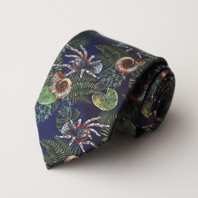 Men's Floral Animal Garden Scene Pattern Necktie