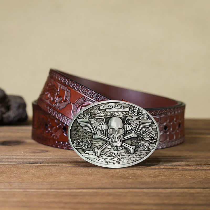 Men's DIY Skull Angel Creative Beer Holder Buckle Leather Belt