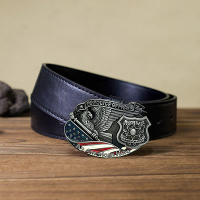 Men's DIY Police Officer Hero Eagle Buckle Leather Belt