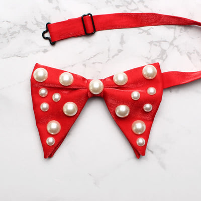 Pearls Bright Oversized Pointed Bow Tie