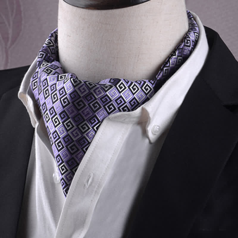 MediumPurple Greek Key Gentle Texture Cravat