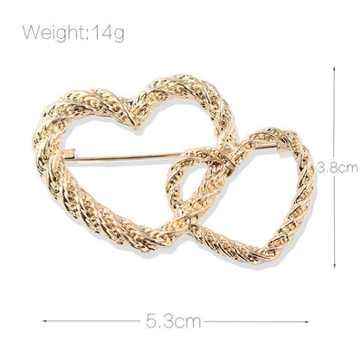 Women's Double Love Heart To Heart Brooch