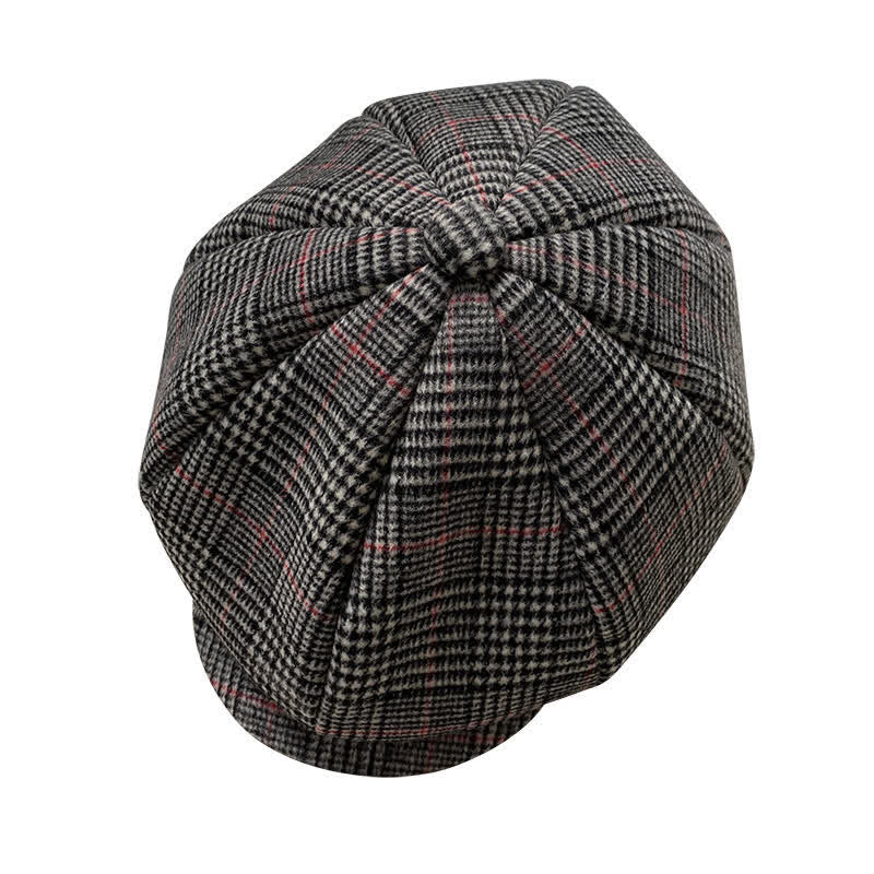 British Black & White Chequered Octagonal Beret Cap