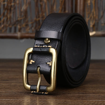 Men's Leisure Heavy Copper Buckle Leather Belt