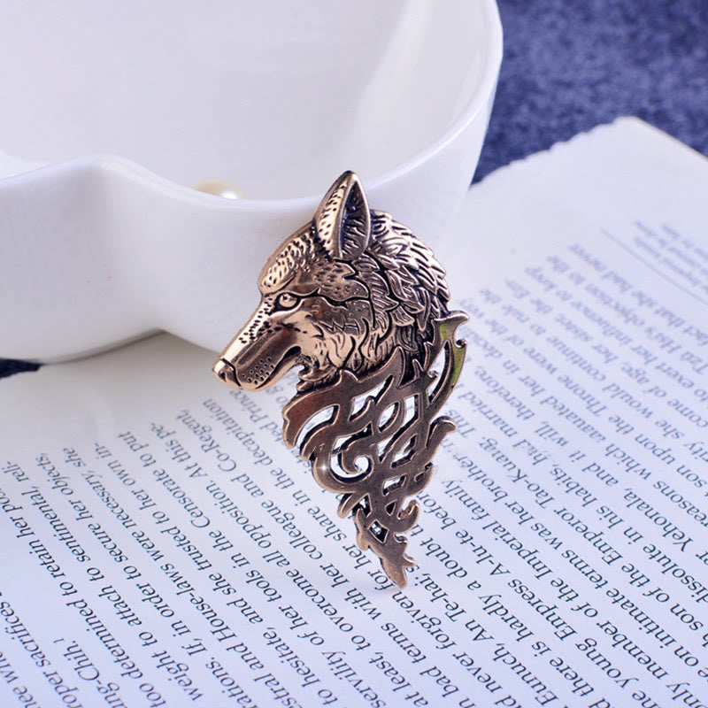 Men's Glamorous Hollow Wolf Head Brooch