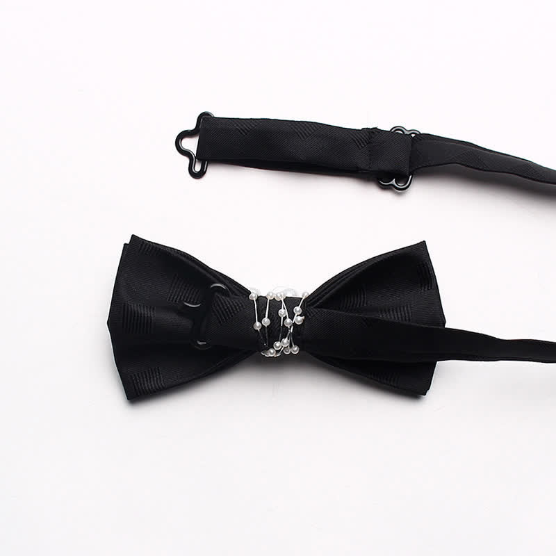 Men's Black Personality Pearls Bow Tie