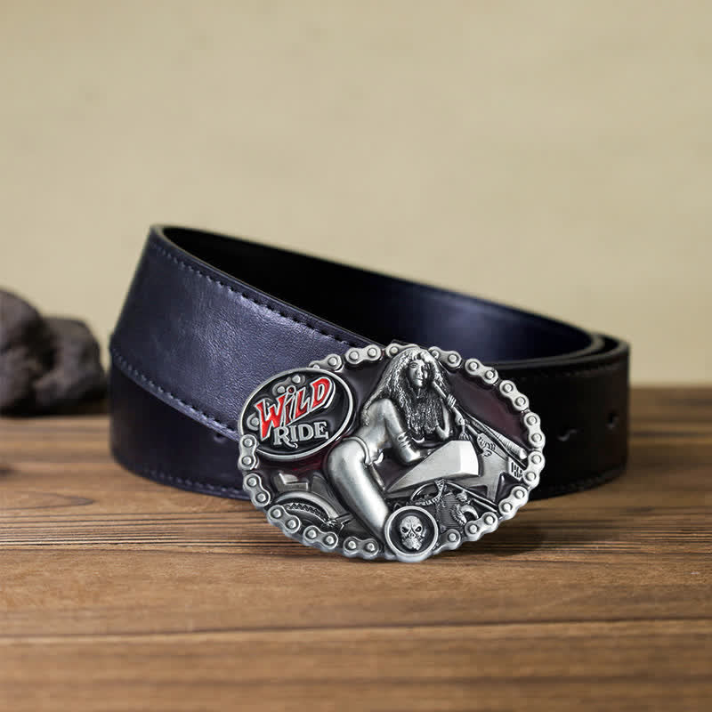 Men's DIY Wild Ride Motorcycle Lady Buckle Leather Belt