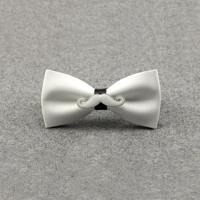 Men's Metal Mustache Leather Bow Tie