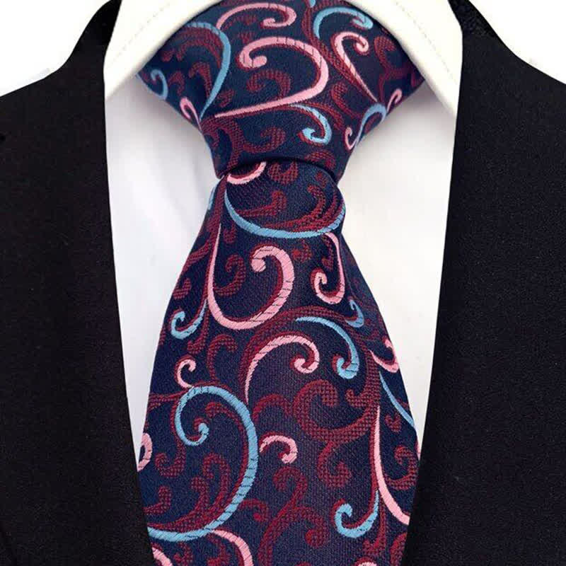 Men's Wine Royal Swirl Navy Necktie