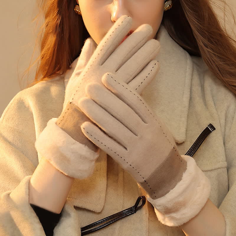 Women's Soft Plush Cozy Heart Touch Screen Gloves