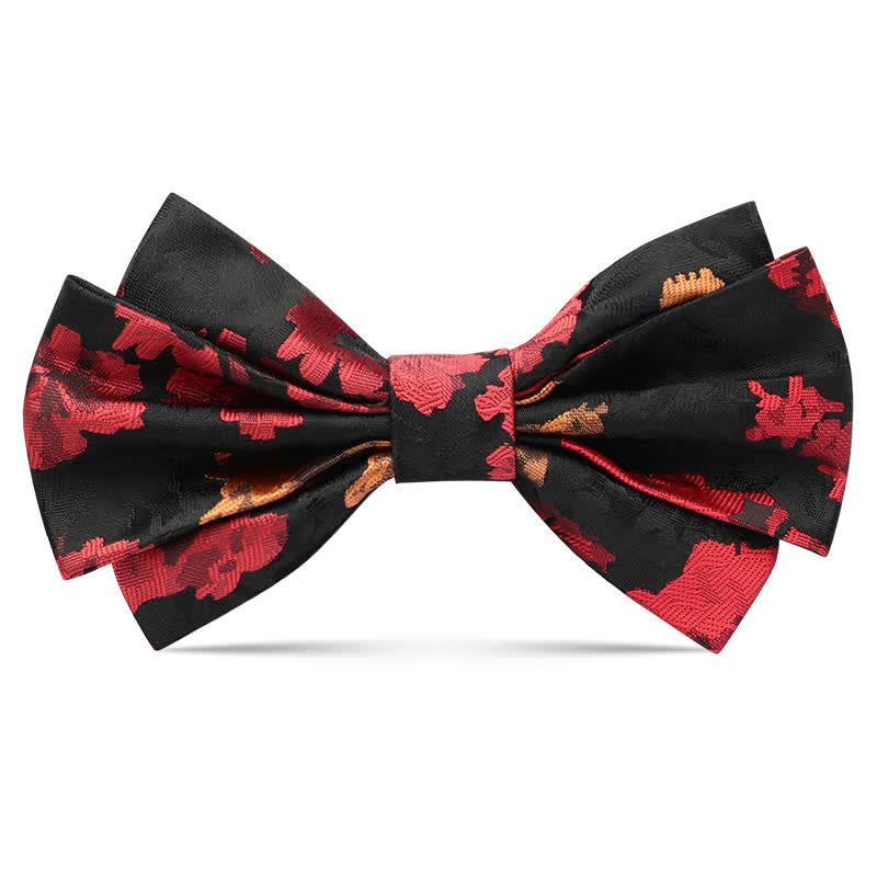 Men's Black & Red Falling Floral Bow Tie