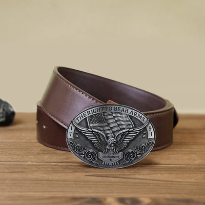 Men's DIY Right to Bear Arms Eagle Buckle Leather Belt