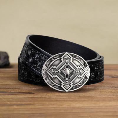 Men's DIY Native Indian Western Buckle Leather Belt