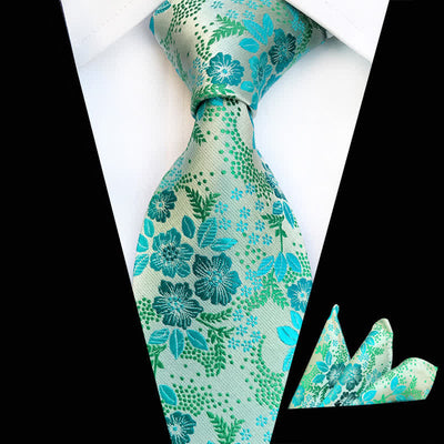 2Pcs Men's Plum Blossoms Floral Necktie Set