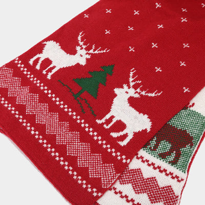 3Pcs Women's Reindeer Tree Jacquard Hat Scarf Gloves Set