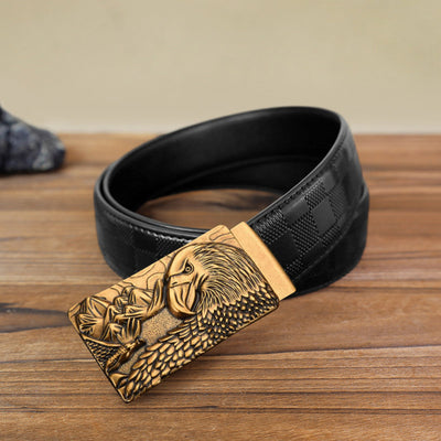 Men's DIY Strong Eagle Automatic Buckle Leather Belt