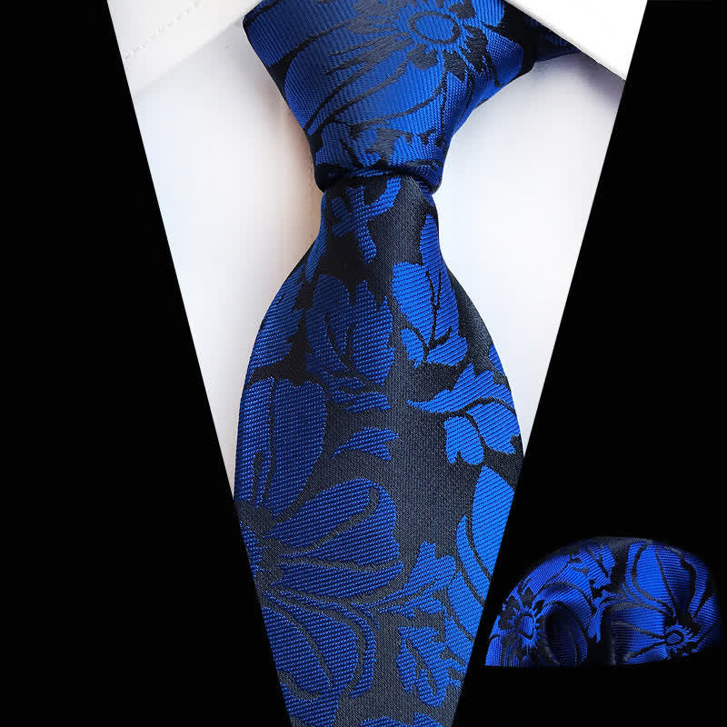 2Pcs Men's Garden Leaves Floral Necktie Set