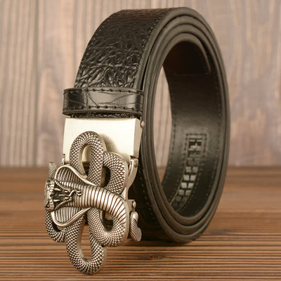 Men's Curled Cobra Alligator Pattern Leather Belt